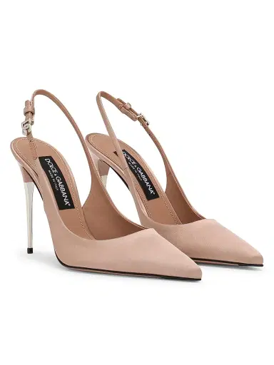 Dolce & Gabbana Women's 110MM Satin Slingback Pumps - Beige - Size 12 | Thumbnail 2