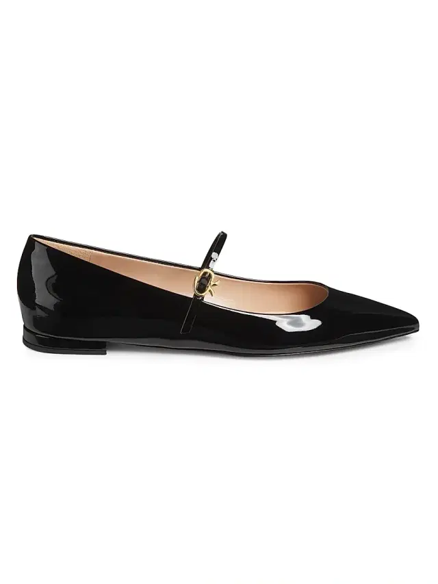Women's Ribbon Patent Leather Ballet Flats - Praline