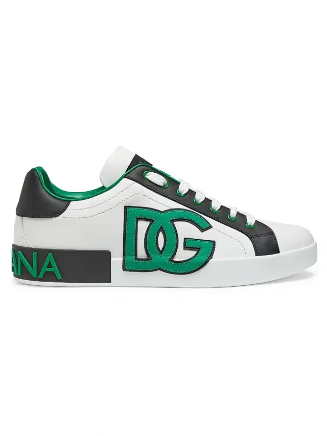 Men's Portofino Logo Leather Lace-Up Sneakers - Black Green