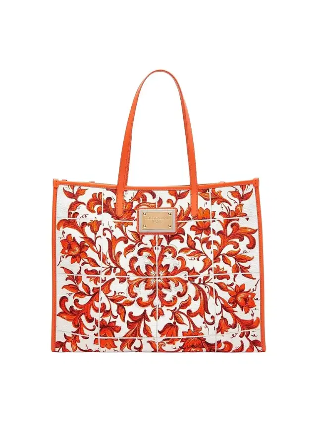 Dolce & Gabbana Women's Maiolica Print Shopper Tote Bag - Maiolica Orange