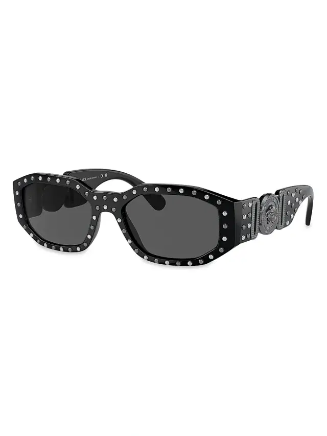 Versace Men's 53MM Medusa Detail Oval Sunglasses - Black Grey