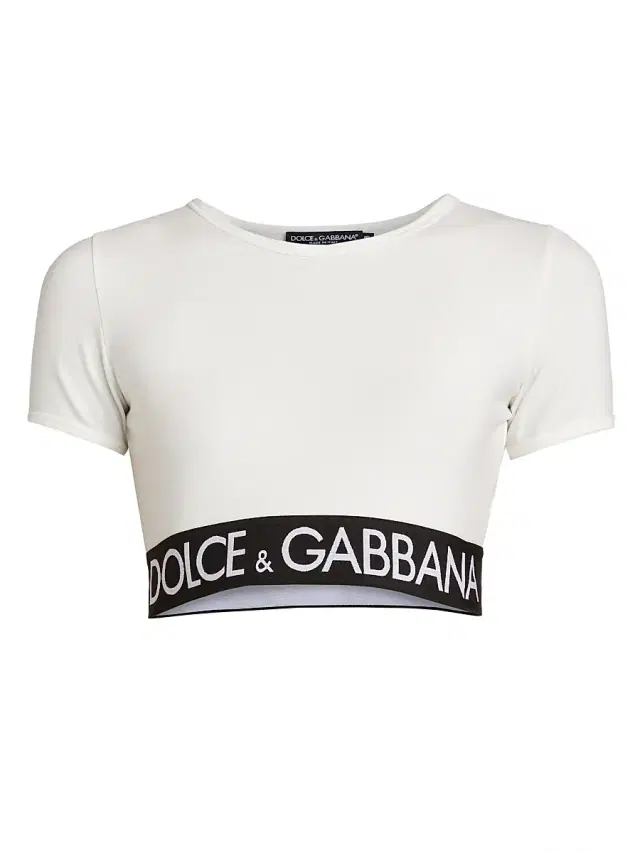 Dolce & Gabbana Women's Logo Tape Crop T-Shirt - White