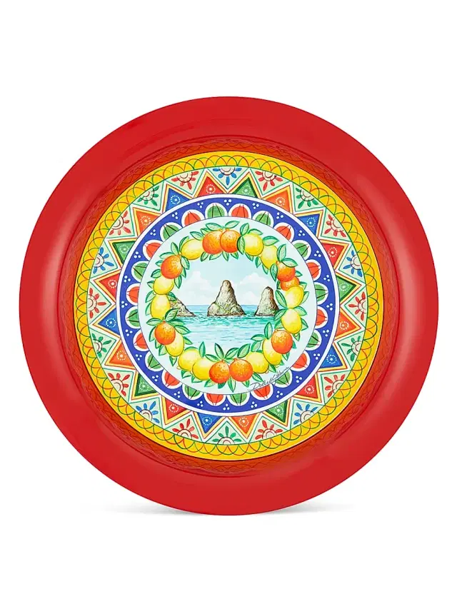 Dolce & Gabbana Carretto Round Metal Tray - Red
