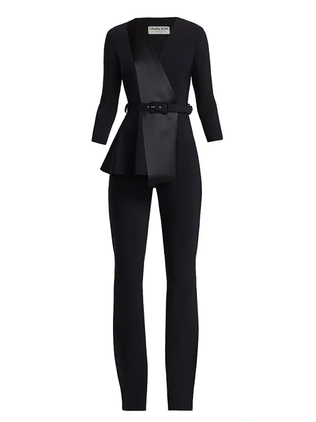 Chiara Boni La Petite Robe Women's Kerolyn Jersey Flare-Leg Jumpsuit - Black