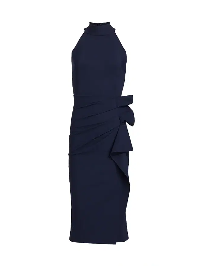 Chiara Boni La Petite Robe Women's Halter Ruffle Midi Dress - Blue Notte