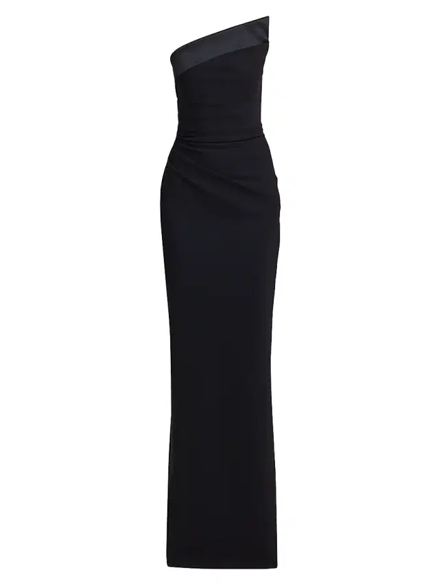 Chiara Boni La Petite Robe Women's Tawia Asymmetric Strapless Gown - Black