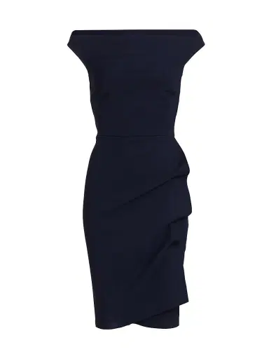 Chiara Boni La Petite Robe Women's Melania Off-The-Shoulder Side Ruched Cut Out Sheath Dress - Blue Notte - Size 2 | Thumbnail 1