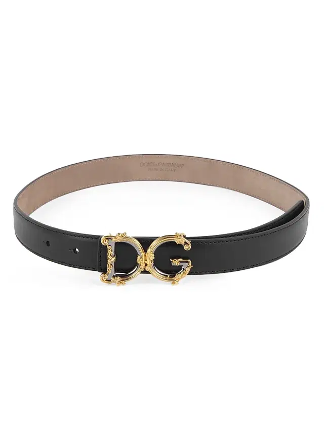 Women's Baroque Logo Leather Belt - Black