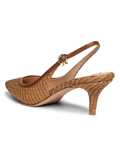 Gianvito Rossi Women's Marbella 55MM Raffia & Leather Pumps - Tan | Thumbnail 3 Gianvito Rossi Women's Marbella 55MM Raffia & Leather Pumps - Tan | Thumbnail 3