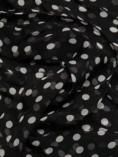 Dolce & Gabbana Women's Sheer Polka Dot Chiffon Silk One-Shoulder Midi Dress - Nero Bianco | Thumbnail 7