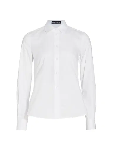 Dolce & Gabbana Women's Stretch-Poplin Button-Down Shirt - Optical White - Size 14 | Thumbnail 1 Dolce & Gabbana Women's Stretch-Poplin Button-Down Shirt - Optical White - Size 14 | Thumbnail 1