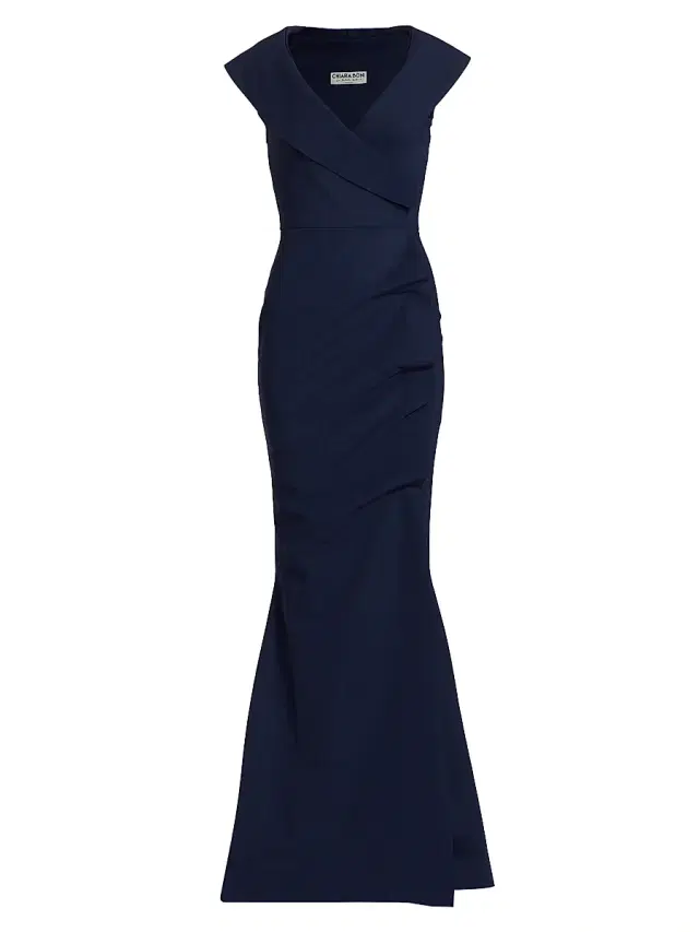 Chiara Boni La Petite Robe Women's Cocoon Collar Trumpet Gown - Blue Notte