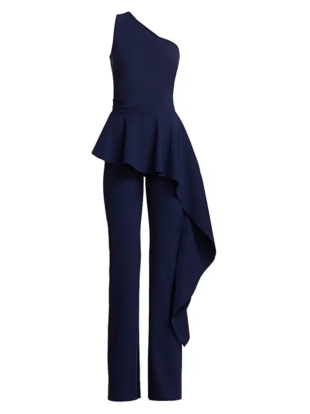 Chiara Boni La Petite Robe Women's Kincso One-Shoulder Peplum Jumpsuit - Blu Notte