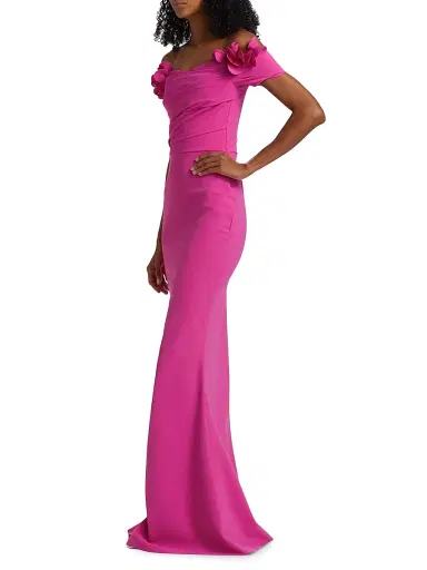 Chiara Boni La Petite Robe Women's Yiana Floral Appliqué Gown | Thumbnail 4 Chiara Boni La Petite Robe Women's Yiana Floral Appliqué Gown | Thumbnail 4