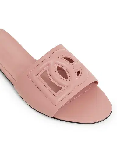 Dolce & Gabbana Women's DG Interlocked Leather Sandals - Light Pink - Size 11 | Thumbnail 6
