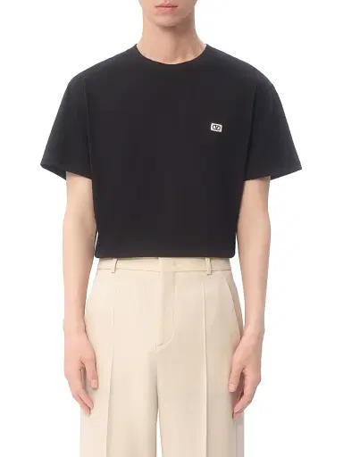 Valentino Garavani Men's Cotton T-Shirt with VLogo Patch - Black - Size XS | Thumbnail 3