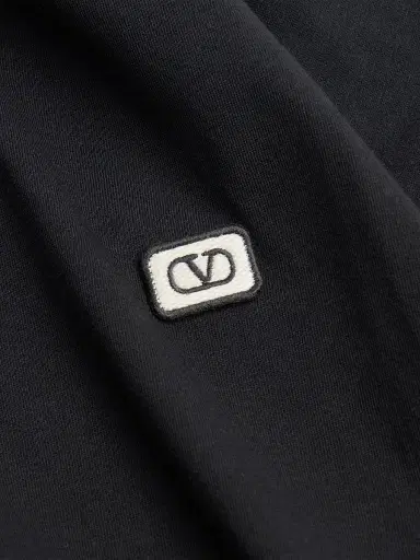 Valentino Garavani Men's Cotton T-Shirt with VLogo Patch - Black - Size XS | Thumbnail 7