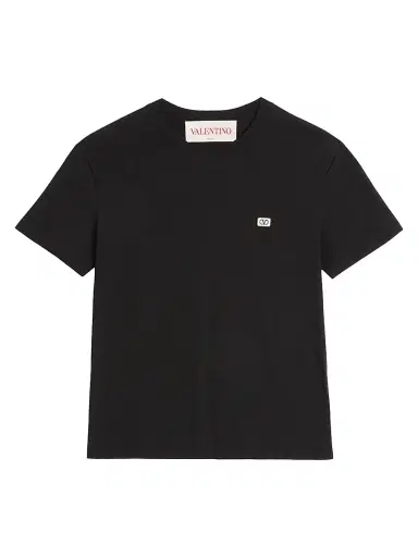 Valentino Garavani Men's Cotton T-Shirt with VLogo Patch - Black - Size XS | Thumbnail 1