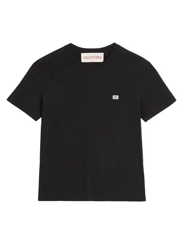 Men's Cotton T-Shirt with VLogo Patch - Black