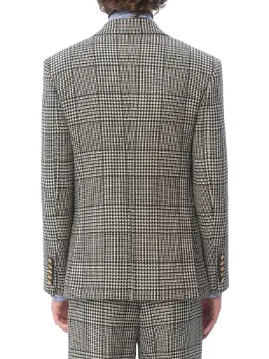 Valentino Garavani Men's Single-Breasted Wool Jacket with Check Pattern on Houndstooth | Thumbnail 5 Valentino Garavani Men's Single-Breasted Wool Jacket with Check Pattern on Houndstooth | Thumbnail 5