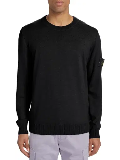 Stone Island Men's Wool Crewneck Sweater - Black - Size XL | Thumbnail 3