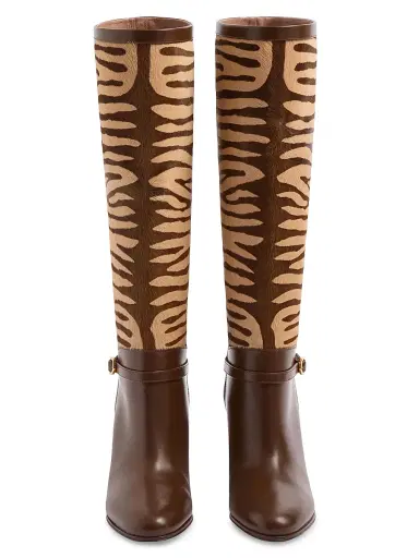 Valentino Garavani Women's Pattie 75MM Boots in Pony-Effect Calfskin - Beige | Thumbnail 4