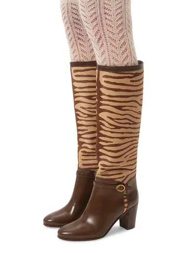 Valentino Garavani Women's Pattie 75MM Boots in Pony-Effect Calfskin - Beige | Thumbnail 8