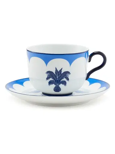 Aquazzura Jaipur 4-Piece Tea Cup & Saucer Set - Blue | Thumbnail 2 Aquazzura Jaipur 4-Piece Tea Cup & Saucer Set - Blue | Thumbnail 2