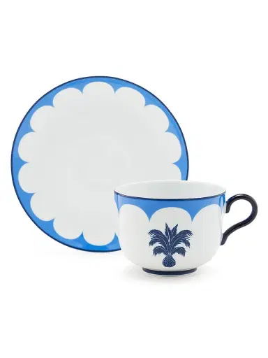Aquazzura Jaipur 4-Piece Tea Cup & Saucer Set - Blue | Thumbnail 1 Aquazzura Jaipur 4-Piece Tea Cup & Saucer Set - Blue | Thumbnail 1