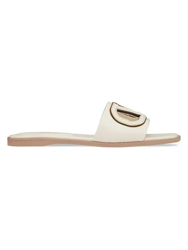 Valentino Garavani Women's Vlogo Cut-Out Calfskin Slide Sandals -