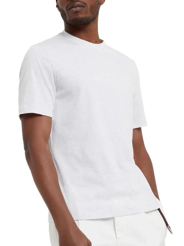 Men's Cotton Jersey Crew Neck T-Shirt - Pearl Grey