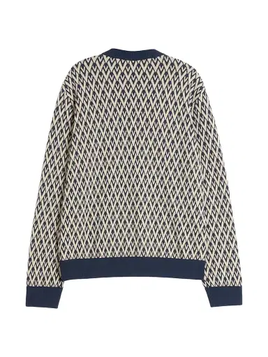 Valentino Garavani Men's Wool Sweater with Toute La V Jacquard Pattern | Thumbnail 1 Valentino Garavani Men's Wool Sweater with Toute La V Jacquard Pattern | Thumbnail 1