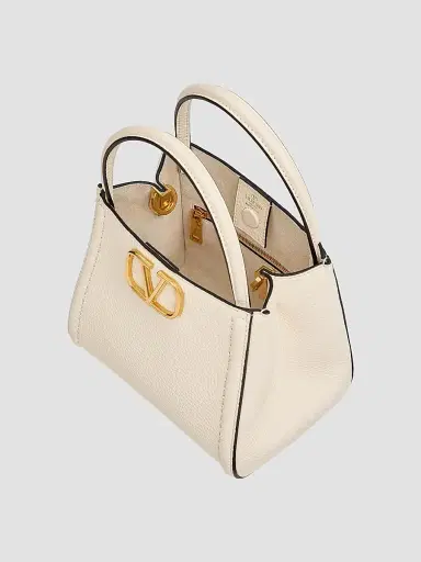 Valentino Garavani Women's Alltime Small Top Handle Bag in Grainy Calfskin - Ivory | Thumbnail 5 Valentino Garavani Women's Alltime Small Top Handle Bag in Grainy Calfskin - Ivory | Thumbnail 5