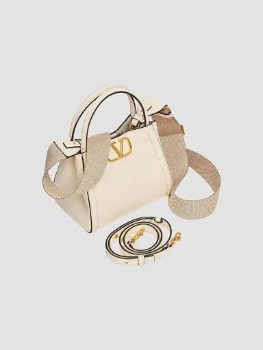 Valentino Garavani Women's Alltime Small Top Handle Bag in Grainy Calfskin - Ivory | Thumbnail 6 Valentino Garavani Women's Alltime Small Top Handle Bag in Grainy Calfskin - Ivory | Thumbnail 6
