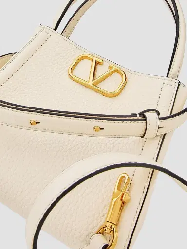 Valentino Garavani Women's Alltime Small Top Handle Bag in Grainy Calfskin - Ivory | Thumbnail 7 Valentino Garavani Women's Alltime Small Top Handle Bag in Grainy Calfskin - Ivory | Thumbnail 7