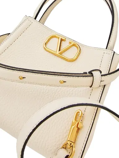Valentino Garavani Women's Alltime Small Top Handle Bag in Grainy Calfskin - Ivory | Thumbnail 8 Valentino Garavani Women's Alltime Small Top Handle Bag in Grainy Calfskin - Ivory | Thumbnail 8