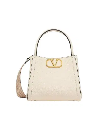 Valentino Garavani Women's Alltime Small Top Handle Bag in Grainy Calfskin - Ivory | Thumbnail 1 Valentino Garavani Women's Alltime Small Top Handle Bag in Grainy Calfskin - Ivory | Thumbnail 1