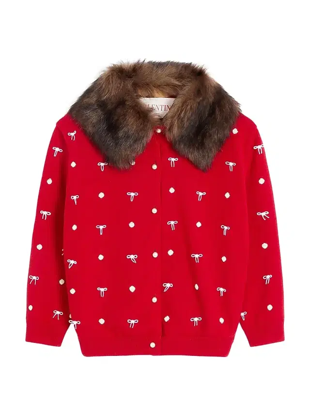 Valentino Garavani Women's Embroidered Wool Cardigan - Red