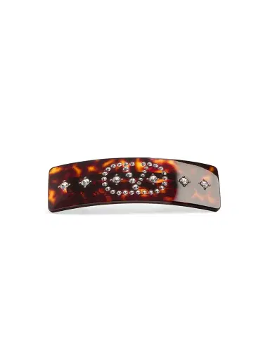 Valentino Garavani Women's VLogo Signature Hair Clip in Resin, Metal and Crystals - Multicolored | Thumbnail 1 Valentino Garavani Women's VLogo Signature Hair Clip in Resin, Metal and Crystals - Multicolored | Thumbnail 1