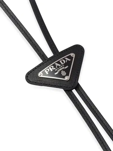 Prada Men's Saffiano Leather Bolo Tie - Black | Thumbnail 3