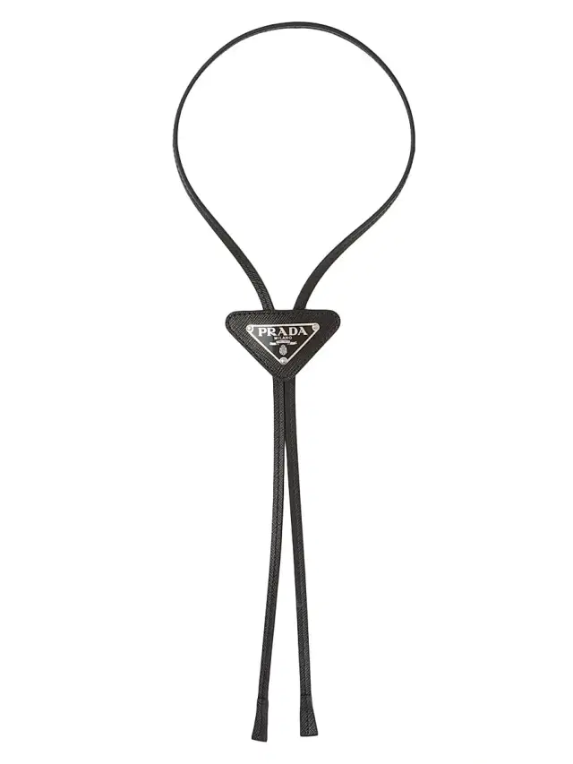 Men's Saffiano Leather Bolo Tie - Black
