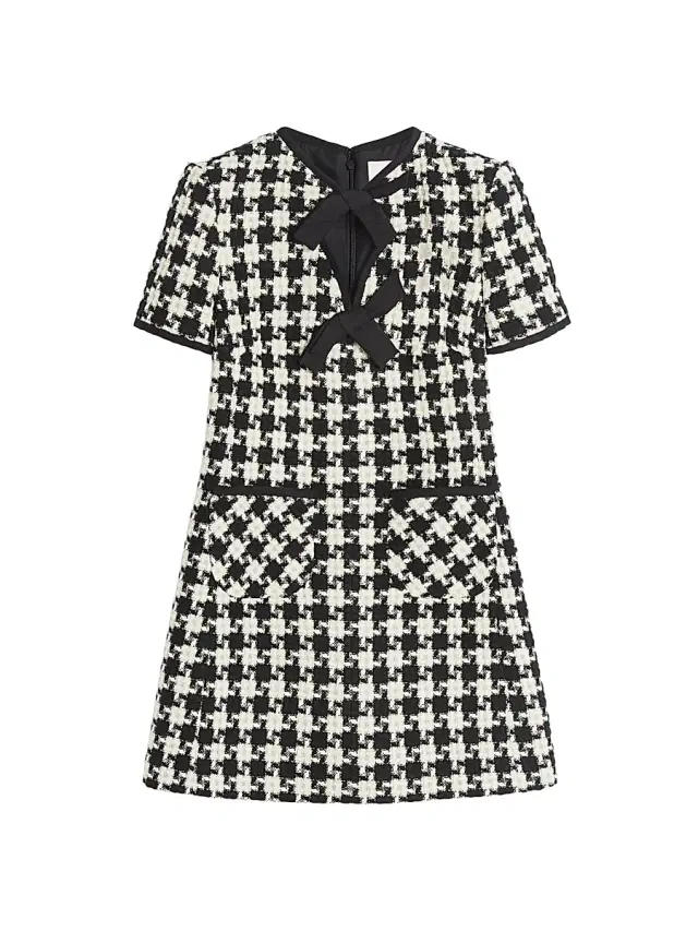 Valentino Garavani Women's Damier Light Tweed Short Dress -  Black