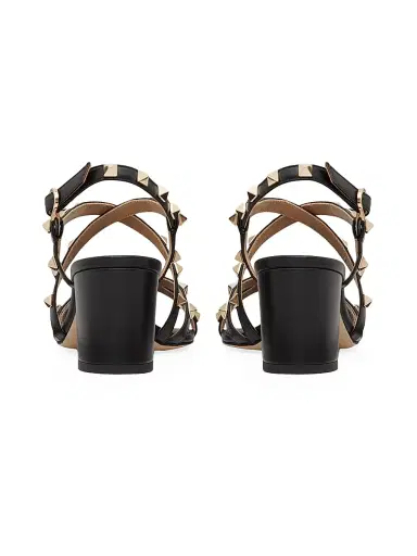 Valentino Garavani Women's Rockstud Calfskin Sandals 60MM - Black | Thumbnail 3 Valentino Garavani Women's Rockstud Calfskin Sandals 60MM - Black | Thumbnail 3