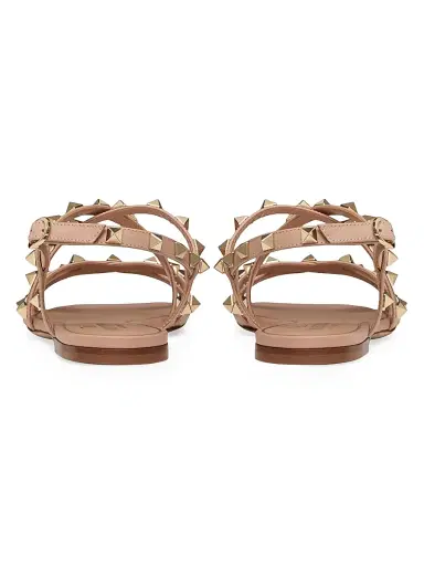 Valentino Garavani Women's Calfskin Rockstud Sandals with Straps - Light | Thumbnail 3 Valentino Garavani Women's Calfskin Rockstud Sandals with Straps - Light | Thumbnail 3