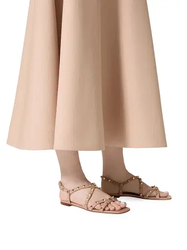 Valentino Garavani Women's Calfskin Rockstud Sandals with Straps - Light | Thumbnail 6 Valentino Garavani Women's Calfskin Rockstud Sandals with Straps - Light | Thumbnail 6