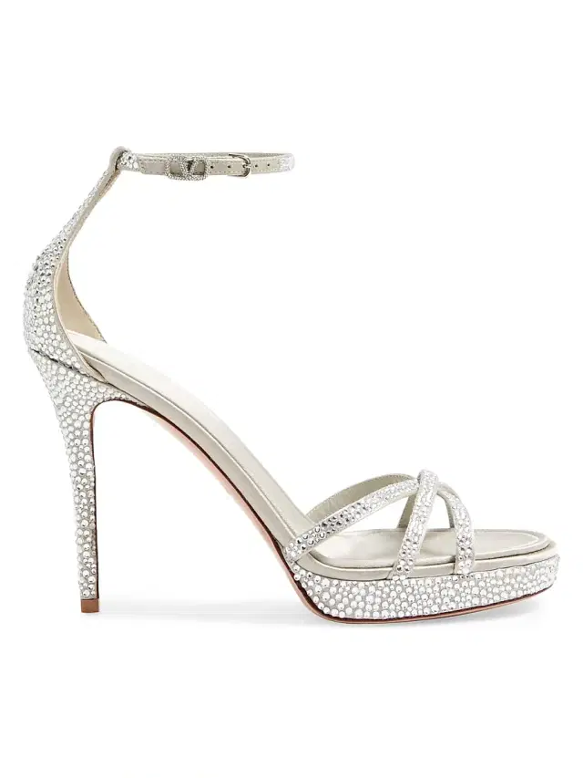 Valentino Garavani Women's Eveninglam 0MM Platform Sandals with Crystals - Crystal Grey