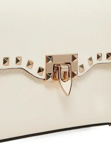Valentino Garavani Women's Small Rockstud Grainy Calfskin Crossbody Bag - Light Ivory | Thumbnail 7