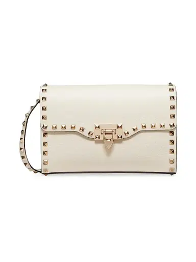 Valentino Garavani Women's Small Rockstud Grainy Calfskin Crossbody Bag - Light Ivory | Thumbnail 1