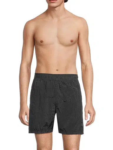 Stone Island Men's Solid Swim Trunks - Black | Thumbnail 3