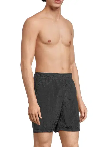 Stone Island Men's Solid Swim Trunks - Black | Thumbnail 4